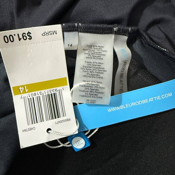 Bleu Rod Beattie Tankini Women's 14 Cheetah Padded Swim Top Adjustable Strap - Picture 6 of 9